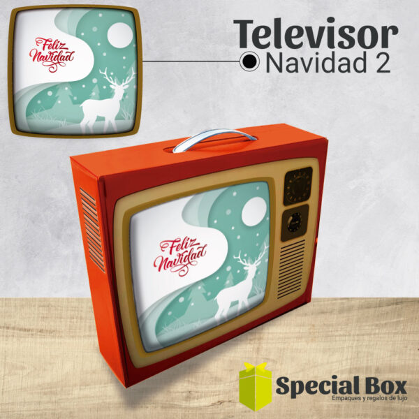 Caja televisor feliz navidad - empaques de regalo